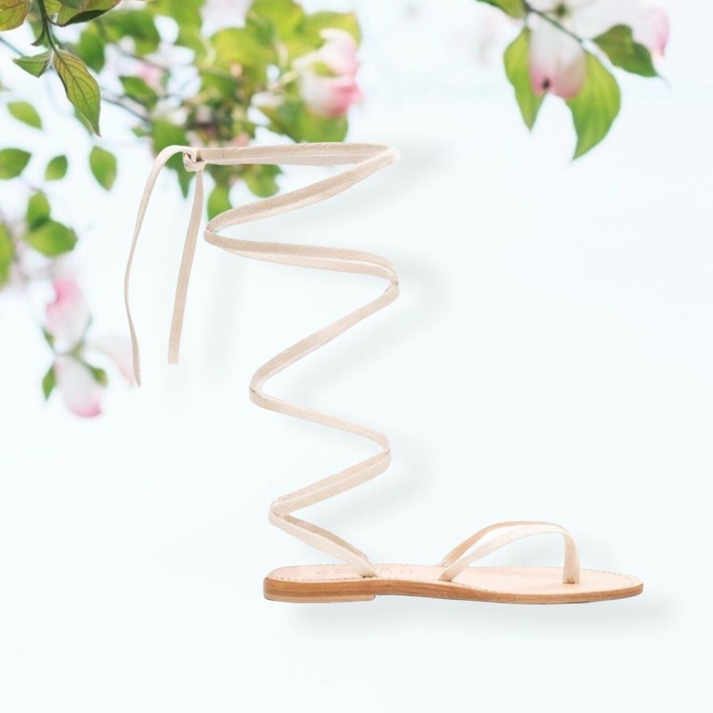 CORNETTI Beige Suede Leather Lace up Sandals  - Size 39